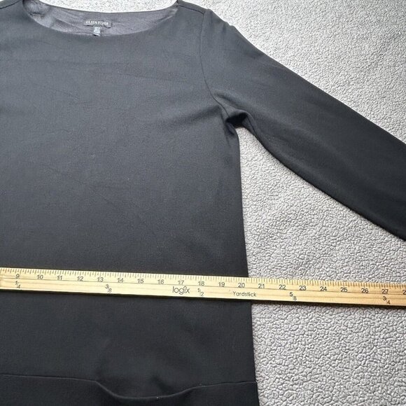 Eileen Fisher Shift Dress Womens Medium Black Pockets Classic Office Minimalist - Picture 8 of 11